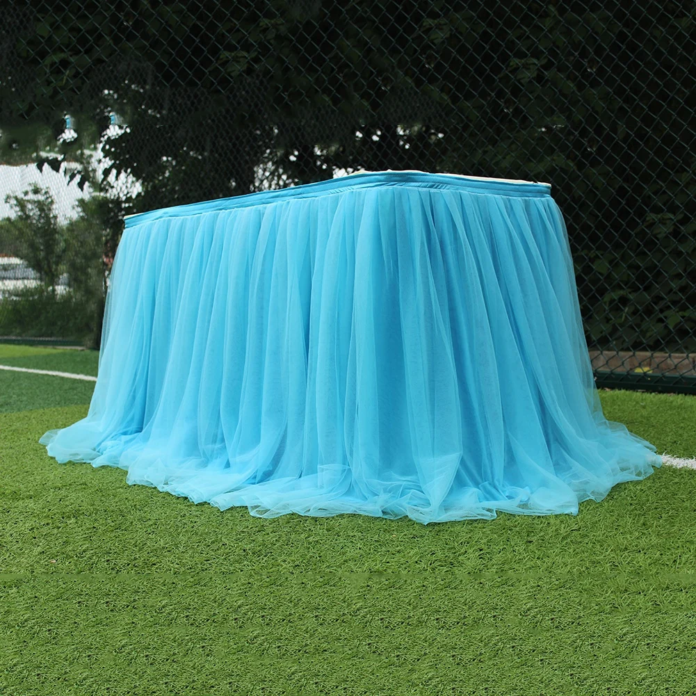 Tulle Table Skirt Elastic Mesh Tulle Tableware Tablecloth For Christmas Holiday Party Table Skirt Wedding Party Decor 100x75cm