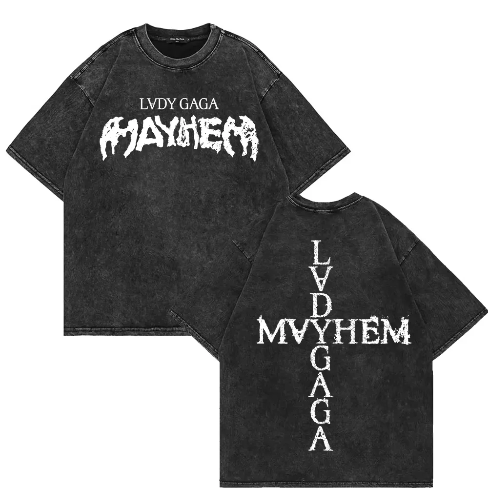 Vintage Acid Wash Lady Gaga Graphic Unisex T-Shirt - 100% Cotton, High-Quality Retro Aesthetic Tee