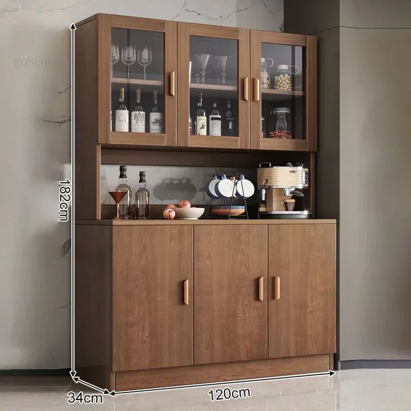 Walnut Kitchen Cabinets Home Furniture Sideboards Minimalist Microwave Oven Tableware Storage Buffet Cabinets K