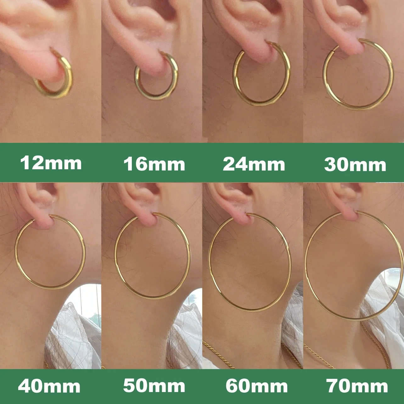 Mariasz Minimalistische Creolen aus Edelstahl, 12–70 mm, großer Kreis, für Damen, trendiges goldfarbenes Metall, runder Ohrring, Schmuck