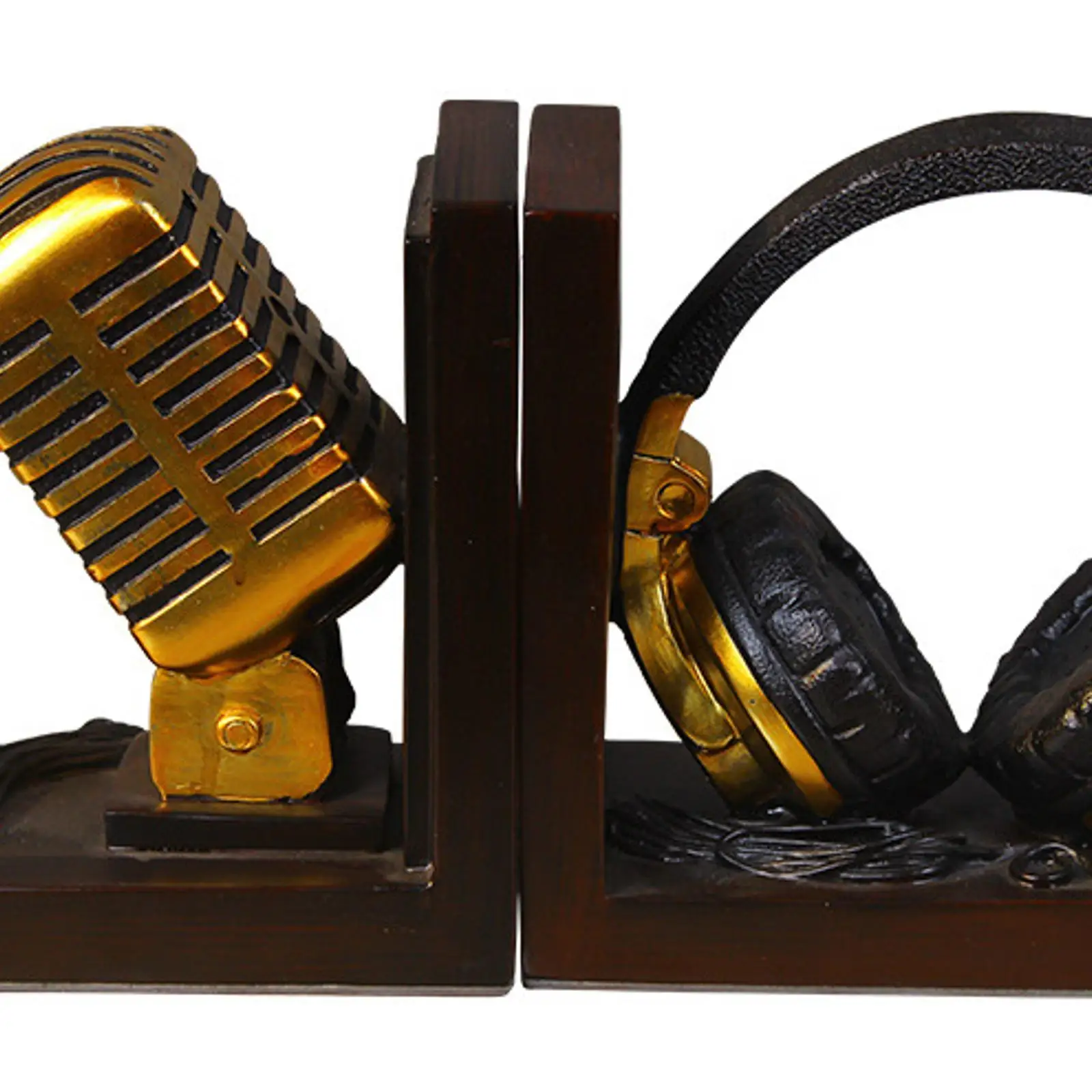 Bookends Microphone Headset Shape European Book Organizer Book Holder for Office Living Room Bookshelf Study Decor