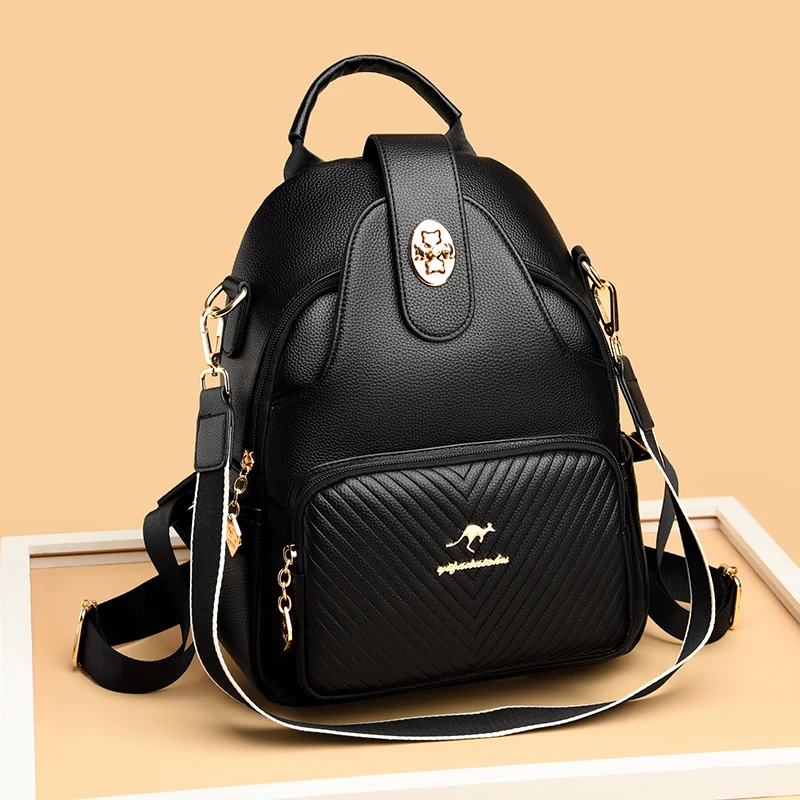 Brand Fashion Women Leather Backpack  Brand Travel Leather Backpack -  Brand Women - Aliexpress