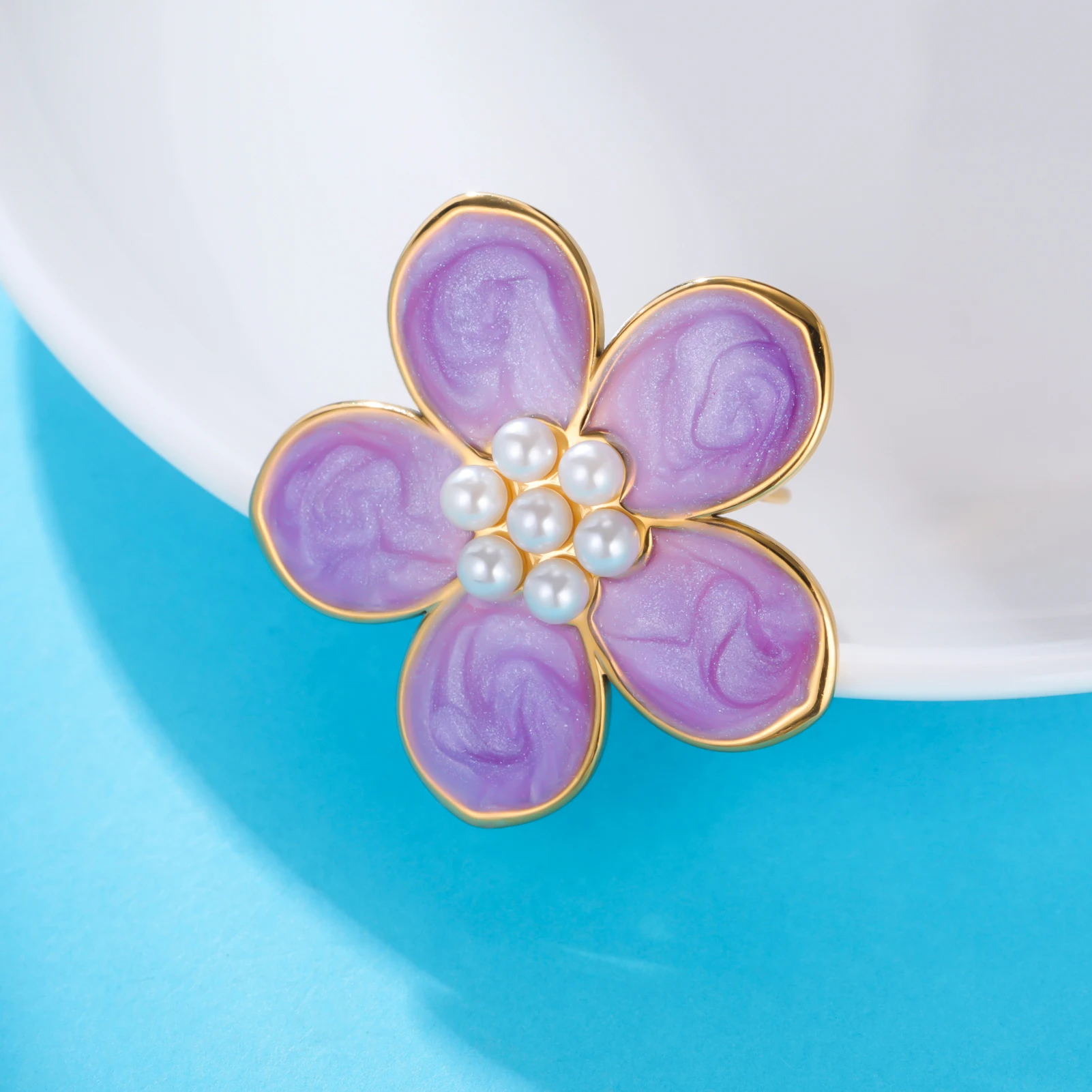 COOLTIME 1pc Bunte Tropf Öl Perle Blume Ring frauen Edelstahl Einstellbare Ring Mode Ästhetik Hochzeit Schmuck geschenk – Detail 11