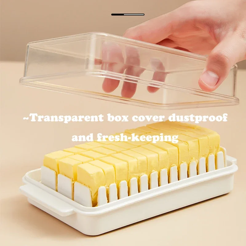Japanese-style Transparent Cover Butter Divider Cutting Storage Box Butter Cheese Can Be Opened and Washed Refrigerator Crisper
