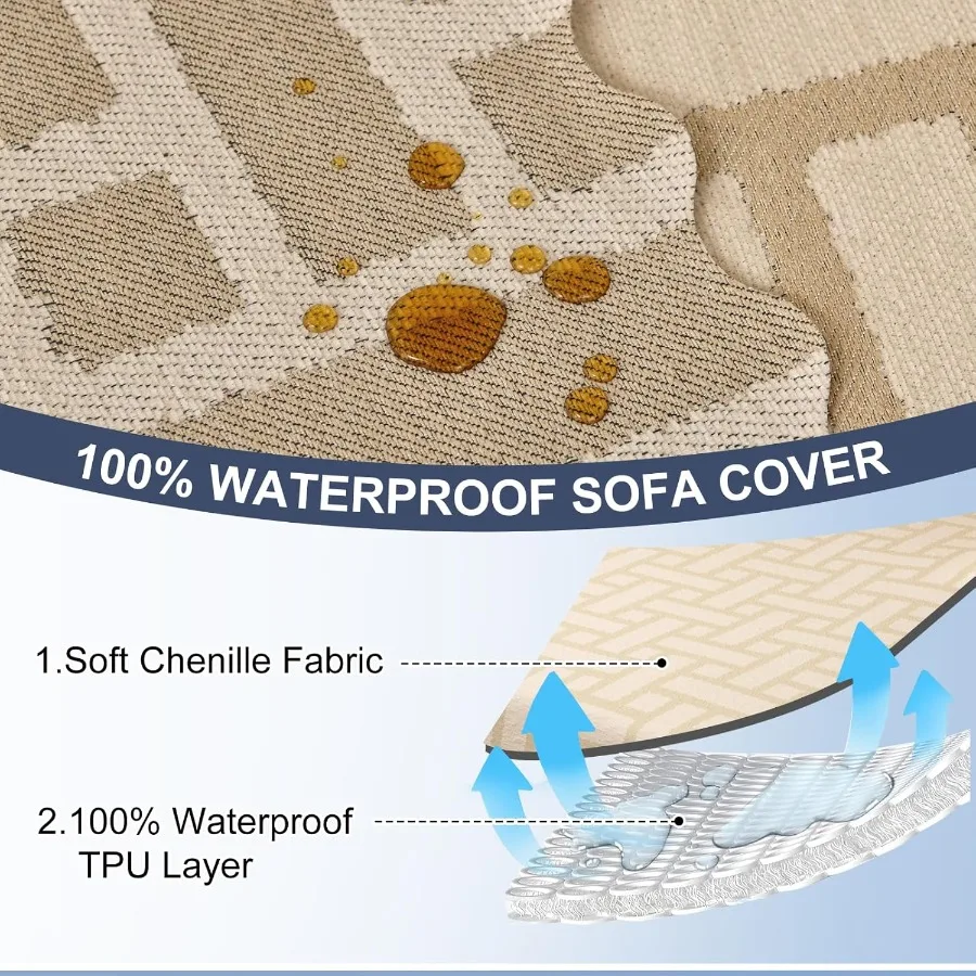 100 Waterproof LShaped Sectional Couch Covers for Large Sectional Sofa with Dog and Pet Friendly Chenille Fabric 2Piece Washabl