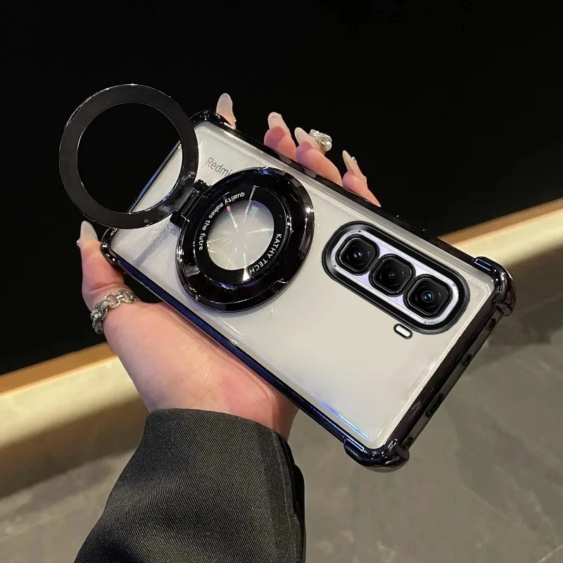 Luxury Plating Stand Shockproof Clear Case - Enhanced Design and Protection