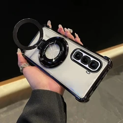 Luxury Plating Stand Shockproof Clear Case - Enhanced Design and Protection for Smart 10Plus (Black)