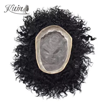 Nuova Protesi Capillare da Uomo Ricciolo, Parrucca 100% Capelli Umani Veri, Sistema di Capelli Indiani Ondulati, Topper Maschile Ricciolo da 20mm