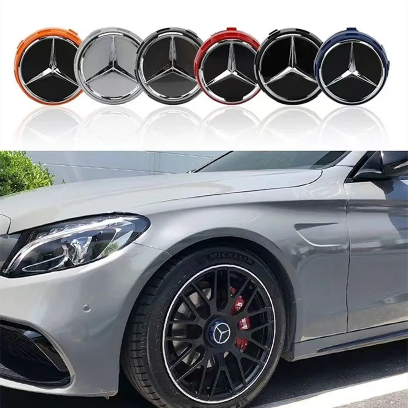 أغطية مركز عجلات السيارة مقاس 75 ملم لسيارات مرسيدس بنز AMG فئة W205 W203 GLC GLK W206 W220 W211 A180
