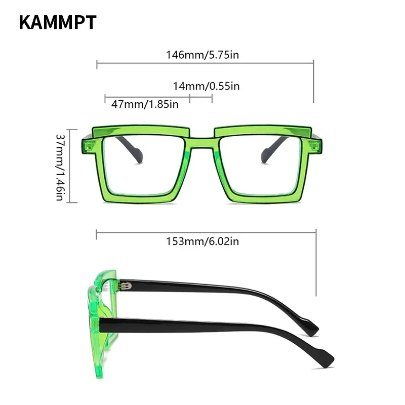 KAMMPT Vintage Square Eyeglasses 2023 New Cute Cartoon Style Blue Light Blocking Spectacles Ins Trendy Optical Computer Eyewear