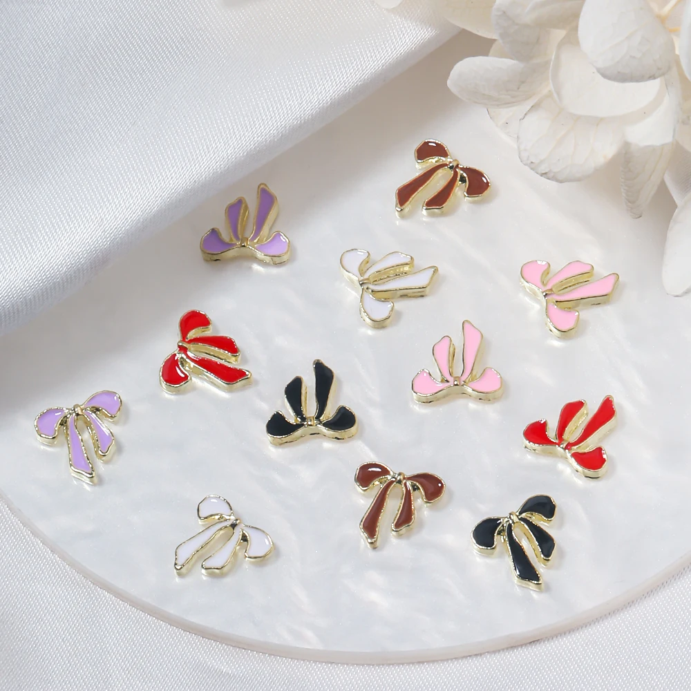 

10pc Alloy Drip Oil Multicolor Bowknot Nail Charm Japanese Style Butterfly Ribbon Nail Parts DIY Nail Art Decoration Accessories