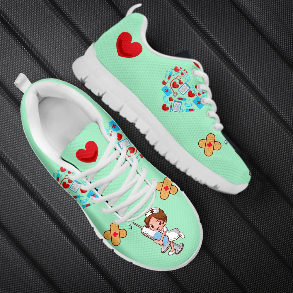 INSTANTARTS New Nursing Shoes Women's Sneakers Nurse Medical Assistance Print Outdoor Walking Shoes Plus Size enfermera Zapatos