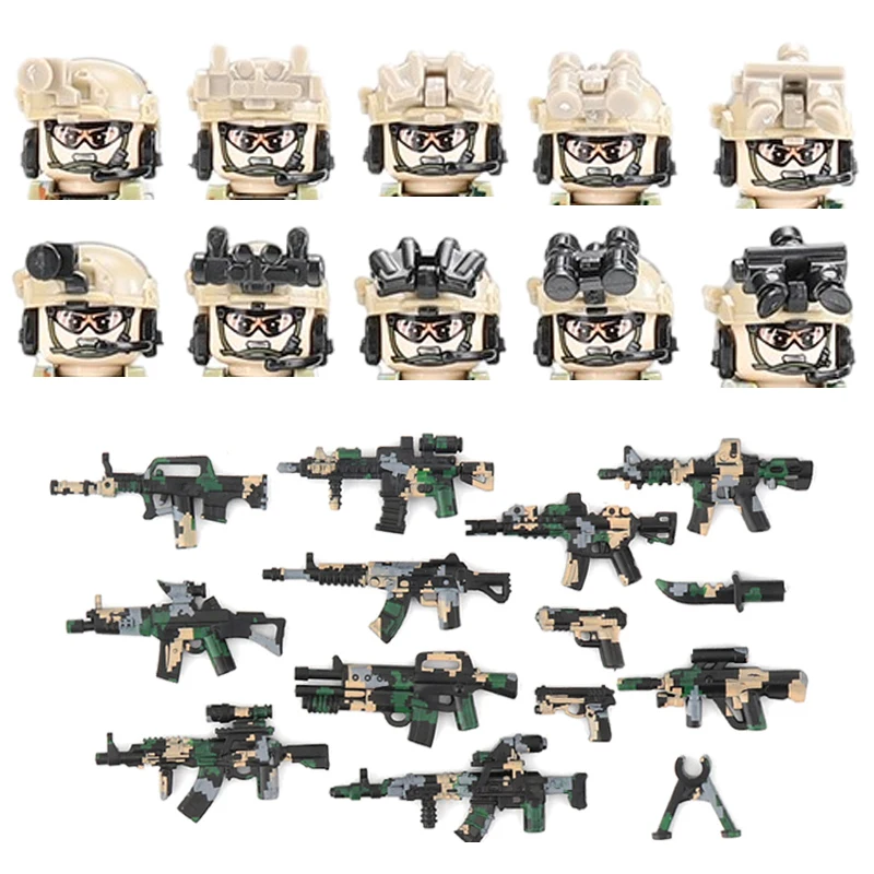 

City Police SWAT Germany KSK Figures Helmet Building Blocks Military Soldier Camouflage Vest Weapons Guns Bricks Toys For Kids