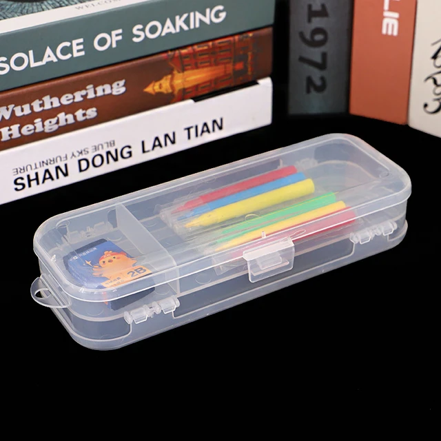 Simple transparent pencil case Plastic Double door double open pencil box  storage box Stationery estuches Office