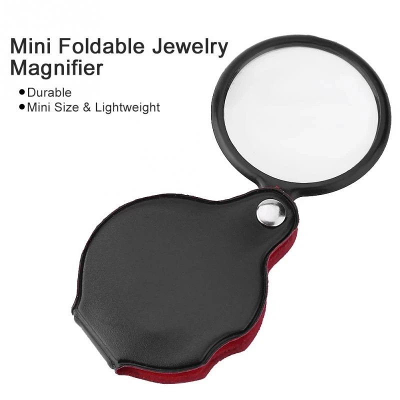 Mini Magnifier Foldable 8X Pocket Magnifier Portable 50mm Handheld