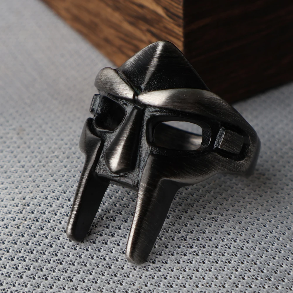 Classic Punk Hip Hop Gothic Mf Doom Mask Rings for Men Biker Stainless Steel Ring Biker Fashion Amulet Jewelry Gift  Wholesale