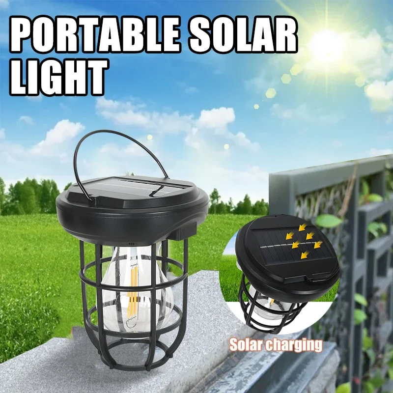 Portable Solar Induction Outdoor Atmosphere Camping Light Creative Waterproof Tungsten Filament Light Bright Hanging Tent solar lamp,solar wall light