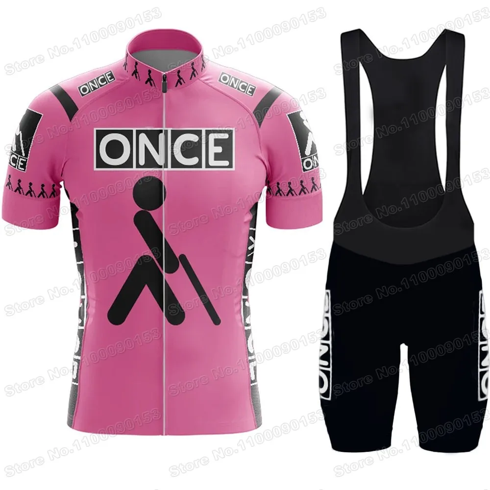 2025 ONCE Team Cycling Jersey Set Retro Cycling Clothing Yellow Pink Red Black Men Summer Road Bike Suit Bicycle Bib Shorts 3
