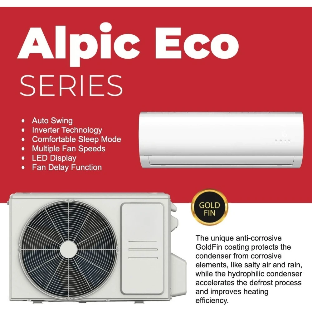 9,000 BTU, 110/120V Ductless Mini Split AC/Heating System With Heat Pump Including 16ft Installation Kit 2