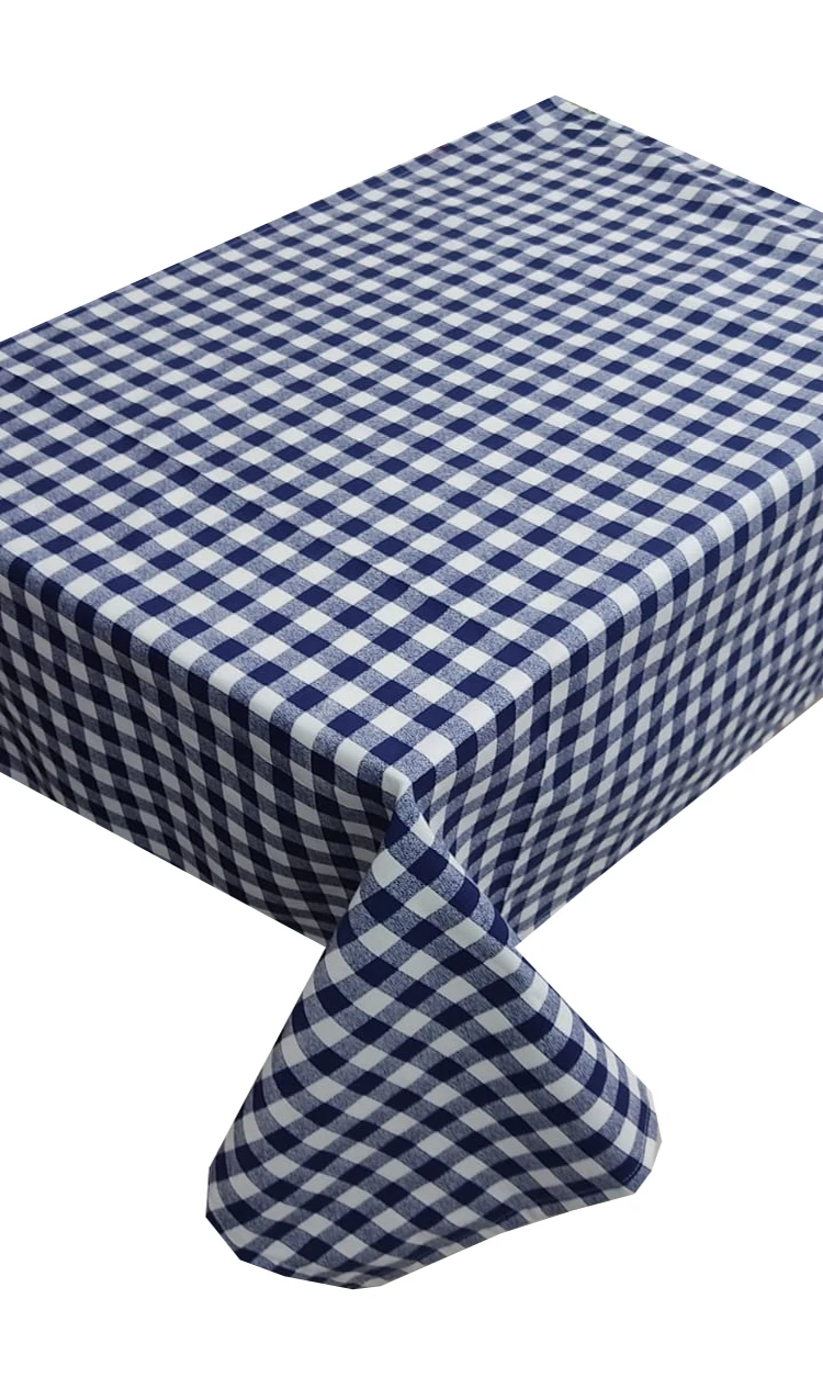 Zeren Home Navy Blue White Plaid Carefree Table Cloth 140x160 cm | Дом и сад