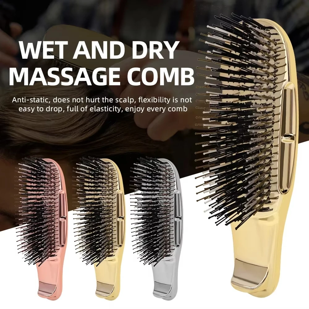 마사지 두피 브러시 헤어 마사지 샴푸 브러시 젖은 플라스틱 엉킴 방지 브러시 헤어 클리닝 빗 로즈 골드