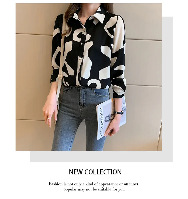 Neue Europäische und Amerikanische Mode Gedruckt Hemd frauen Lose Temperament Lange ärmeln Hemd Einfache Strickjacke – Detail 11