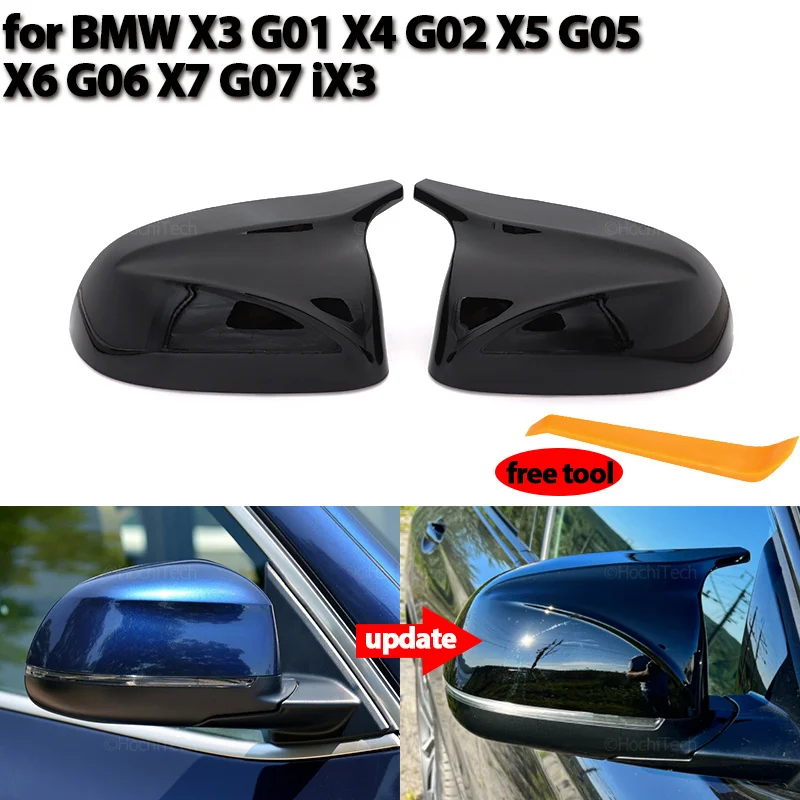 

Черная крышка для бокового зеркала заднего вида из углеродного волокна для BMW X3 G01 iX3 X4 G02 X5 G05 X6 G06 X7 G07 G08 2018 2019-2023, 2 шт.