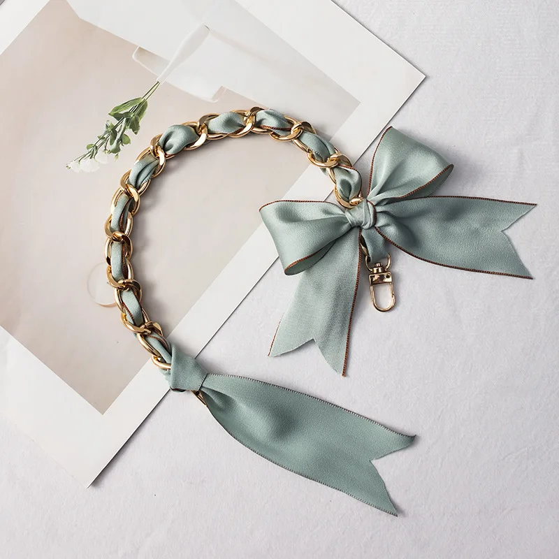 Elegant Silk Scarf Decorative Chain for Women Bag Metal Replacement Bag Decorative Chain Ladies Bag Accessories