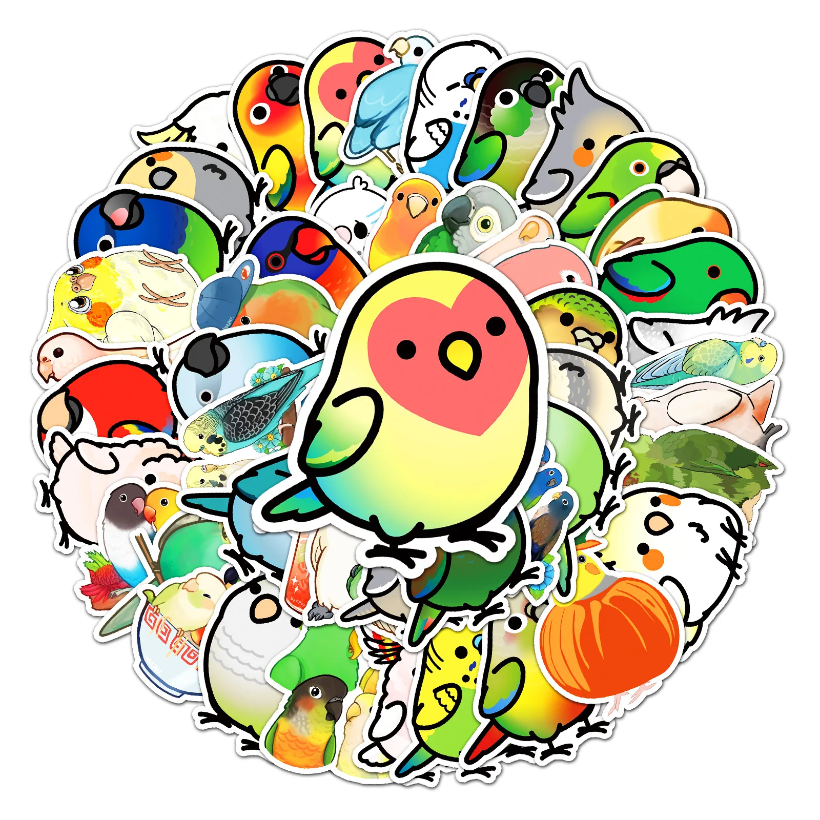 10/30/50 Parrot Graffiti Stickers, Cartoon Cute Animal Stickers DIY Skateboard Luggage Stickers Waterproof