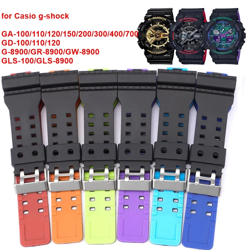 

16mm Double Color Watch Strap for Casio GA-100/110 GD-100/120 GLS-100 G-8900/GW-8900 Matte Sport Waterproof Watchband Bracelet