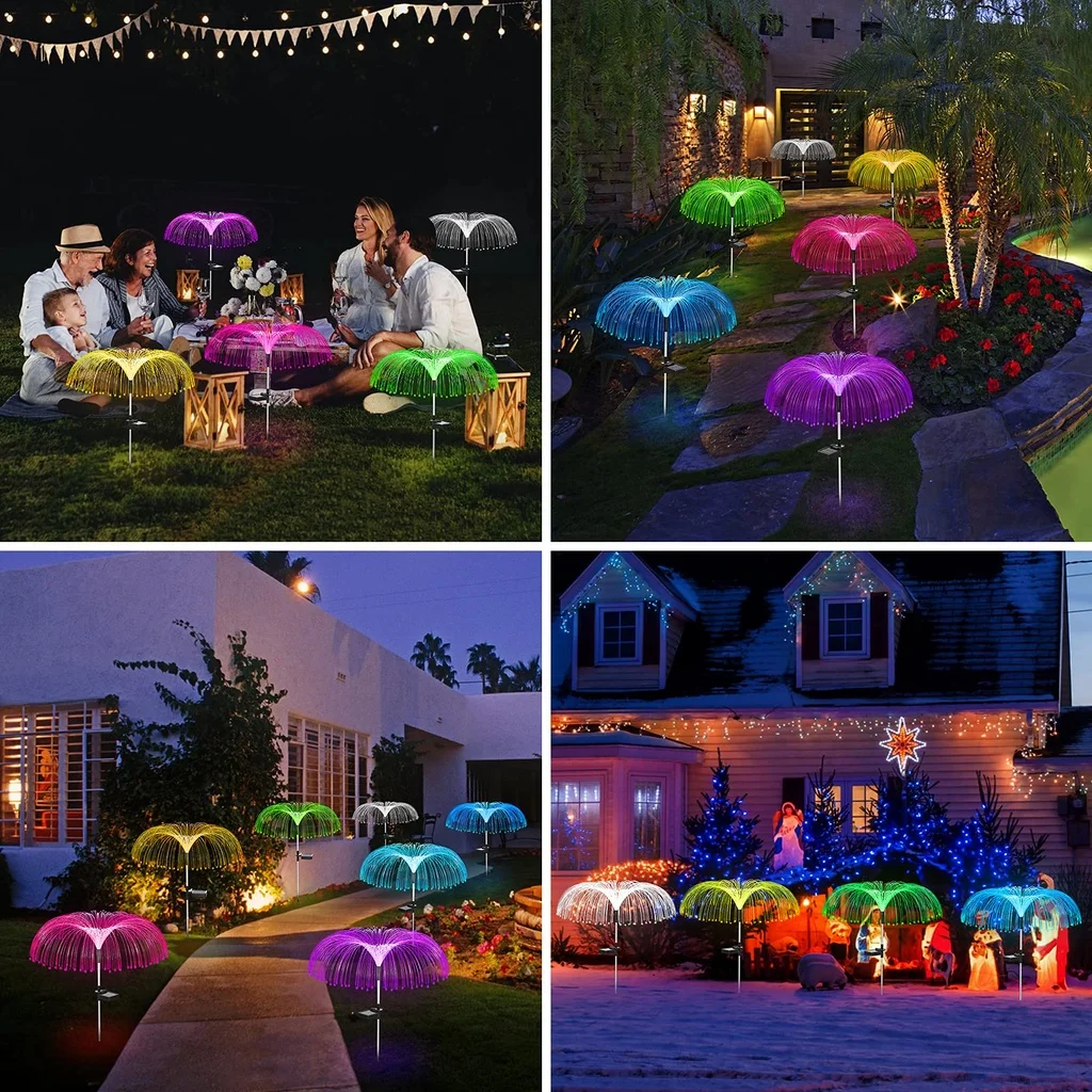 Firework Solar Flower Light Outdoor Jellyfish Light 7 Colors Changing Waterproof Solar Pathway Lights Yard Patio Holiday Decor