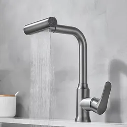 Tuqiu Gray Kitchen Faucet Black Waterfall Sink Faucet Pull Out Kitchen Tap Single Hole Swivel Water Mixer Tap Kitchen Tap
