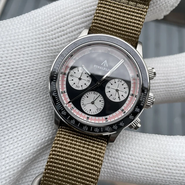 steeldive(steelflier)クロノグラフ 200m 防水vk63 腕時計,多機能,耐水性,高級クロノグラフ,クォーツムーブメント
