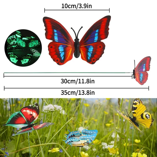 5-24Db Fényes Pillangók Kerti Udvar Ültetvényes Színes Szeszélyes Pillangó Tét Dekoracion Kültéri Dekoráció Virág Edények - Image 6