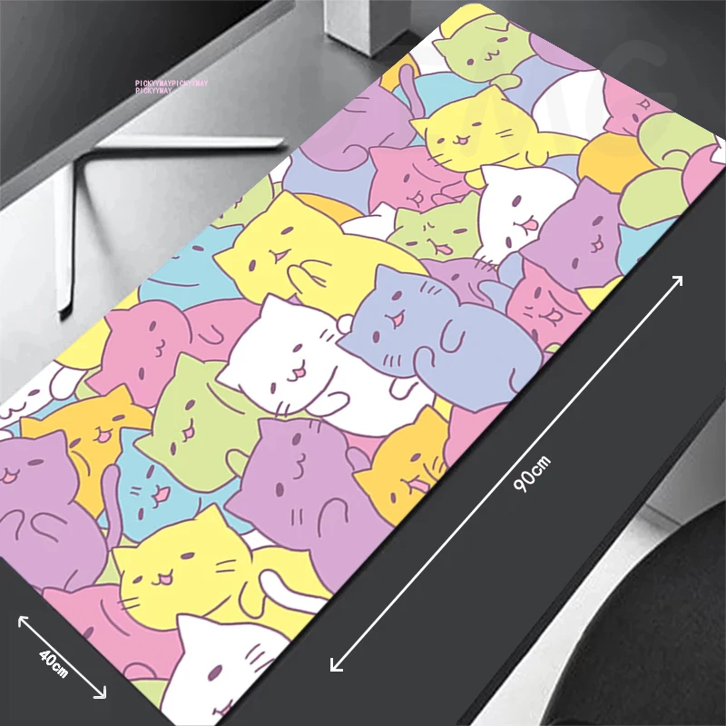 

Mouse Pad Cute Cat Design Large Gamer Mousepad Keyboard Mat XXXL Mouse Mats 31.4x11.8in Rubber Desk Pad Design Desk Rug