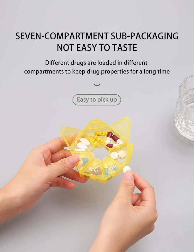 1Pcs Pille Fall Kunststoff 7 Tage Tablet Candy Box Tragbare Lagerung Tablet Halter Reise Veranstalter Pille Dispenser Container – Detail 3