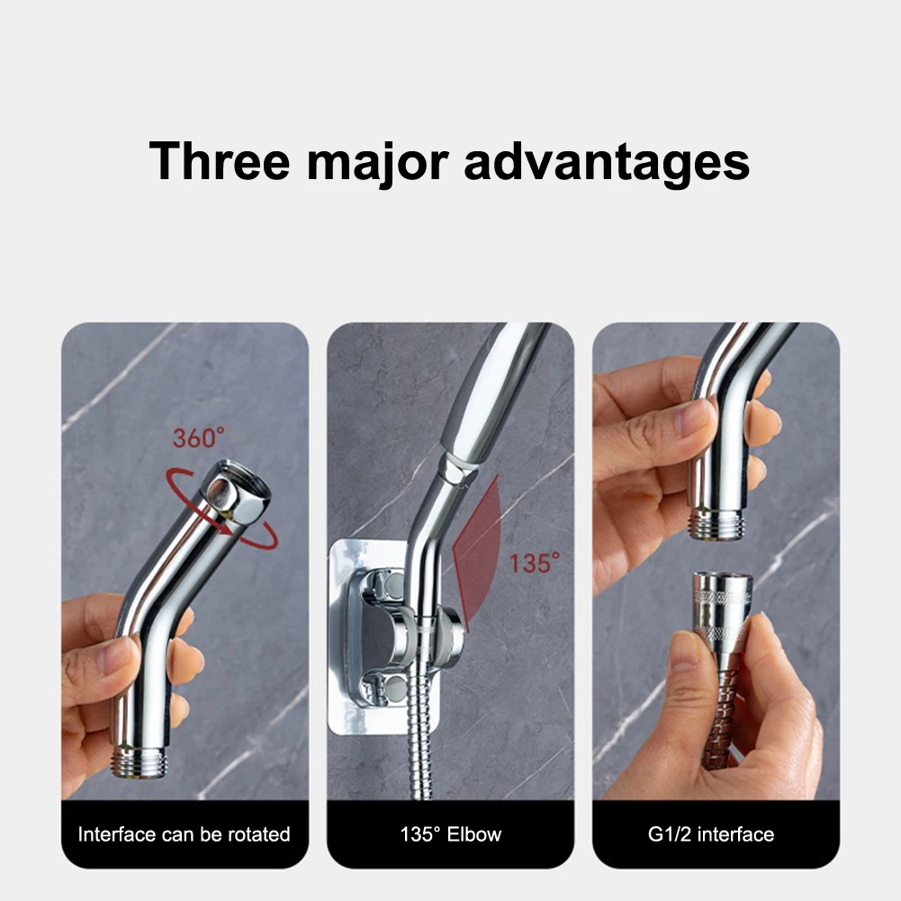 1 Stück SUS Duschkopf-Winkeladapter G1/2 Anschlüsse Duschverlängerungswinkel 135 ° Ellenbogen Handbrause Top Spray Ellenbogen – Detail 3