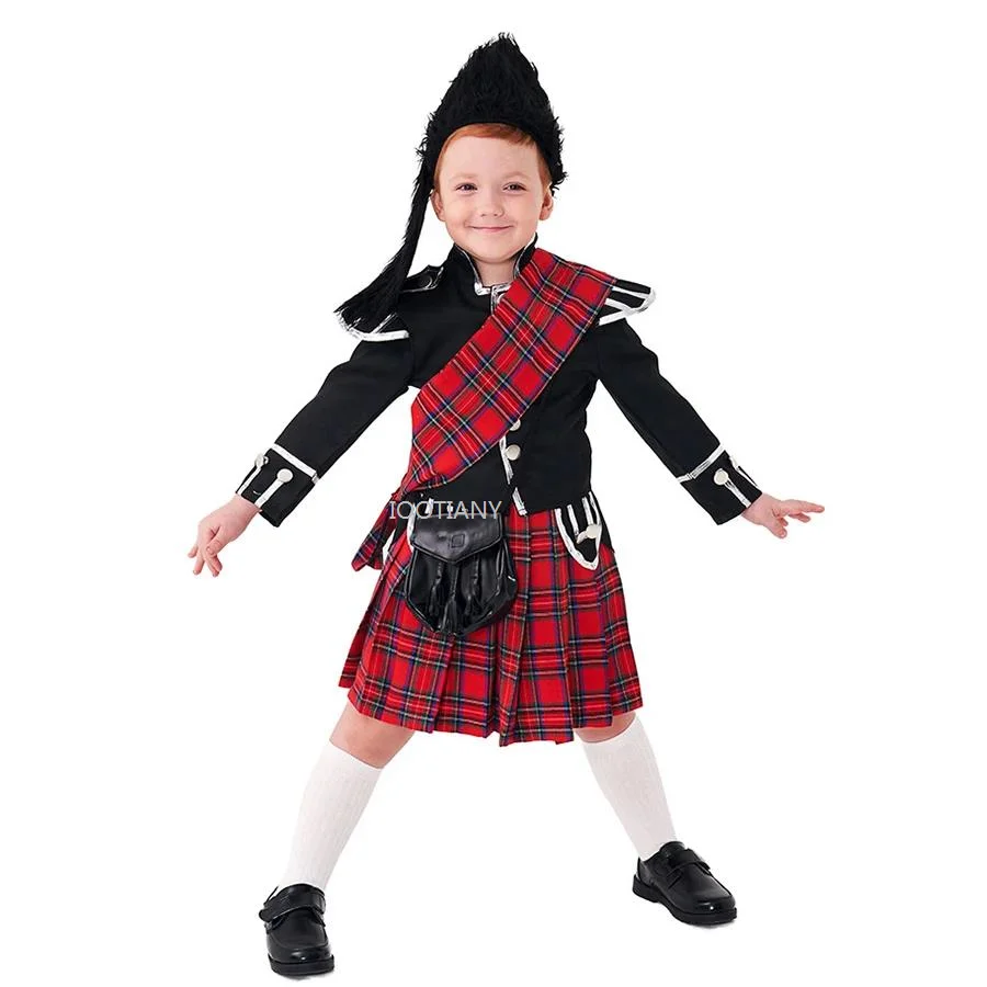 

Scottish Red Plaid Cosplay Honour Guard British Soldiers Children's Day Stage Performance Costume Carnival Halloween Costumes