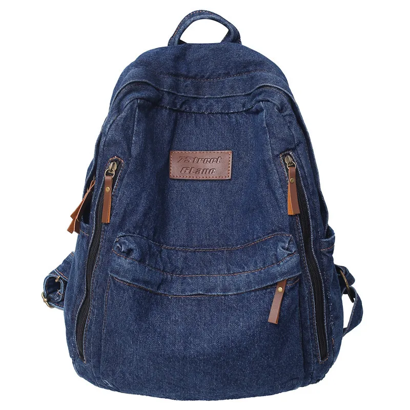 2025 New Denim Backpack Large Capacity Multi-Compartment Travel School Unisex Japanese Street Style Lightweight Nylon Women Bag