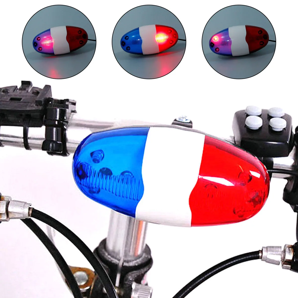 LED Bicycles Bell Police Car Light Electronic Horn Siren 4 Tone Sounds Bike Rear Taillight Bike Lamp Bell Cycling Accessories