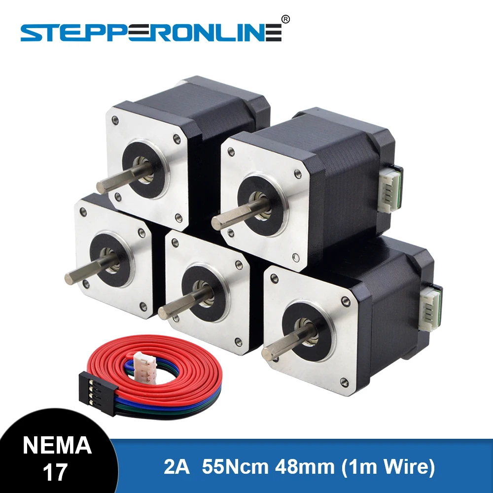 Nema 17, 0.55N.m, 2A, 42x48mm, 2 fases, 4-Lead, CNC
