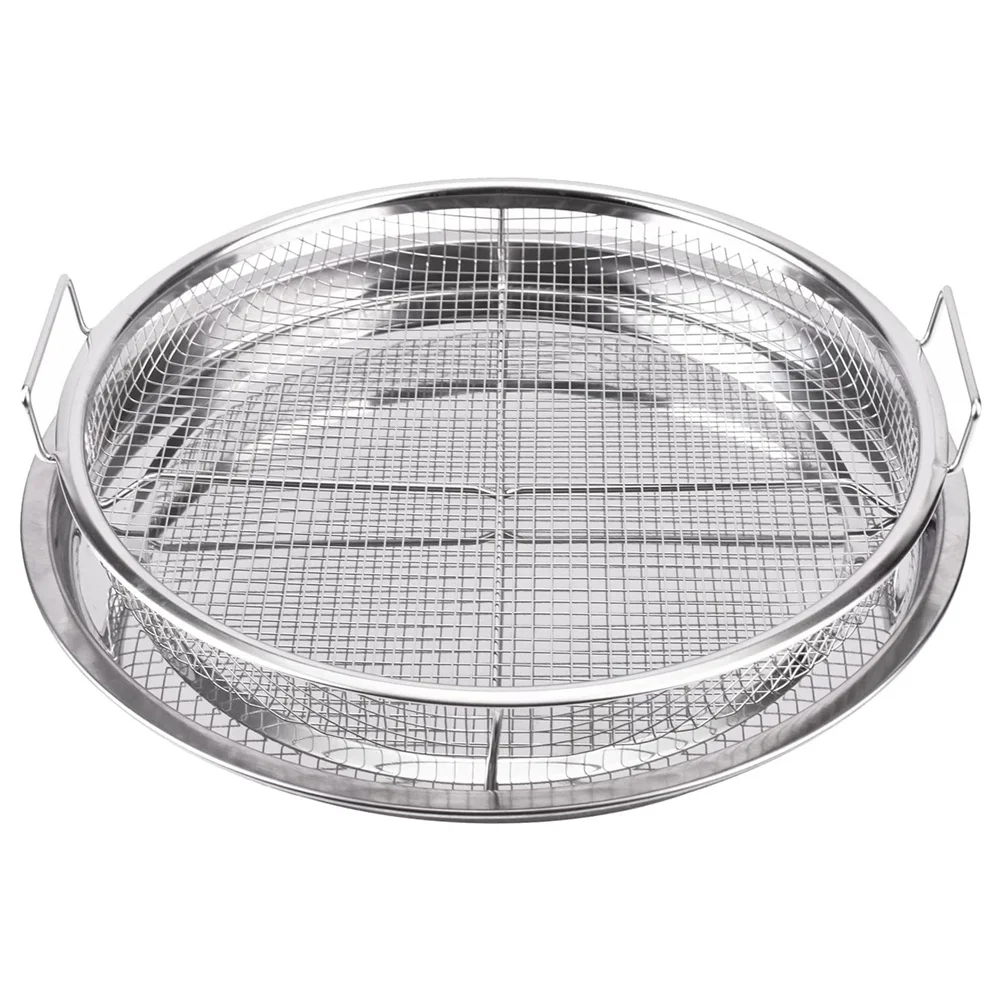 

2 Pcs Round Stainless Steel Air Fryer Basket for Oven, Crisper Tray and Basket 13 Inch, Oven Air Fry Pan Mesh Basket Set