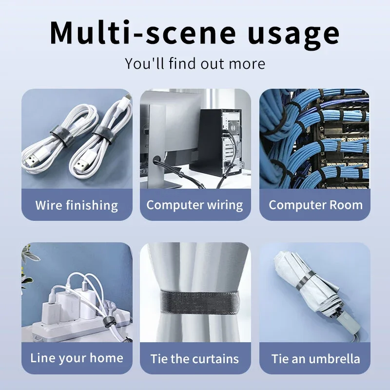 Cable Organizer Cable Management Wire Winder Tape Earphone Mouse Cord Management Ties Protector 1/5/10/15M