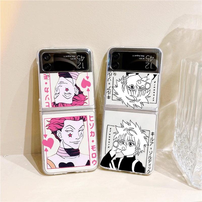 For Samsung Galaxy Z Flip 3 Z Flip3 Case Hisoka Hunter X Hunter Killua Zoldyck Anime Clear Hard Cover for Samsung ZFlip3 5G Capa z flip3 case