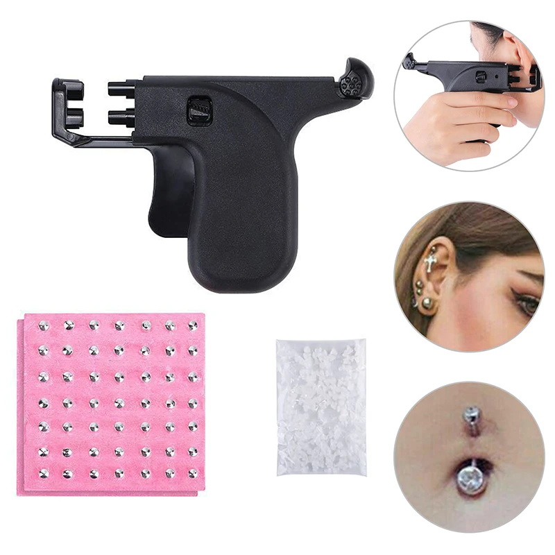 1pcs/1set Ear Piercing Gun Set With Ears Studs Tools Sterile With 98pcs