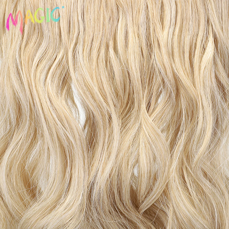 Synthetic Hair Clip in Hair Extensions 20 " Wave Invisible Fish Line Ombre Blonde One Piece Fake Piece Wig For Women