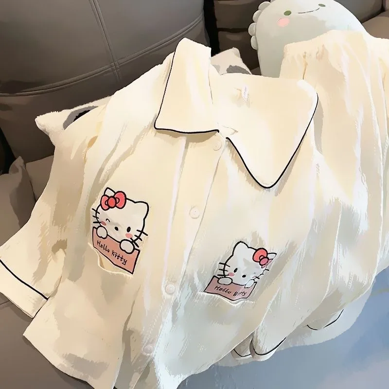 

Sanrio Anime Hellokitty Pajamas Set Kawaii My Melody Cute Girl Cartoon Long-Sleeved Trousers Dormitory Loungewear Gift