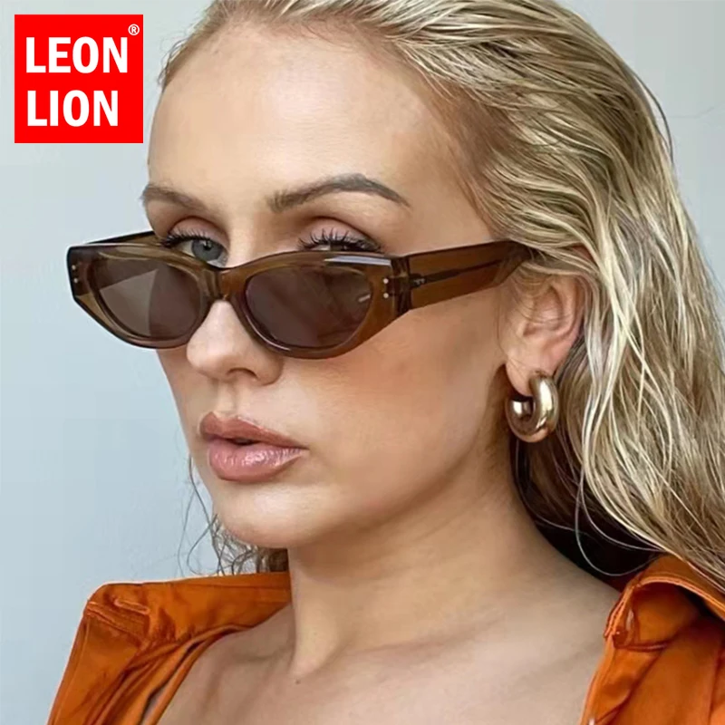 LeonLion 2023 Retro Cat Eye Sunglasses Women Vintage Small Eyewear Women/Men Rivet Sun Glasses Female Luxury Brand Eyewear UV400