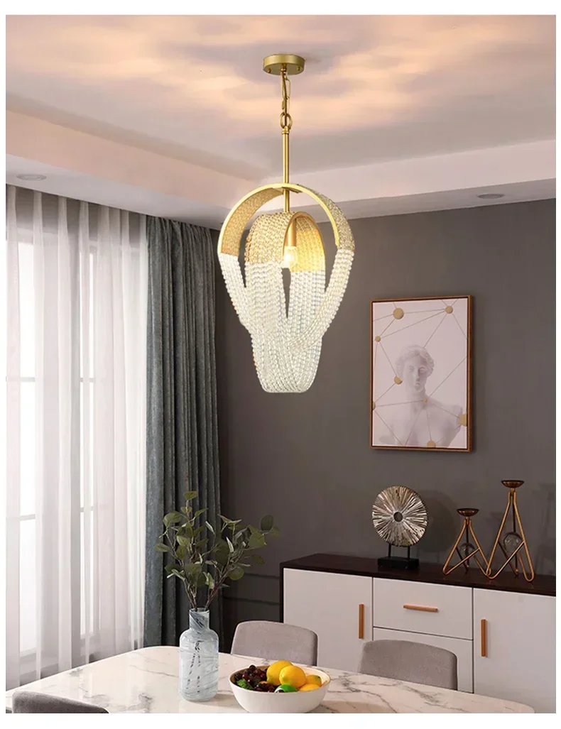 Description Picture 3 of itemCrystal Tassels Led Ceiling Chandelier Living Room Kitchen Island Ceiling Lamp Lobby Pendant Lights Home Decorations Lustre