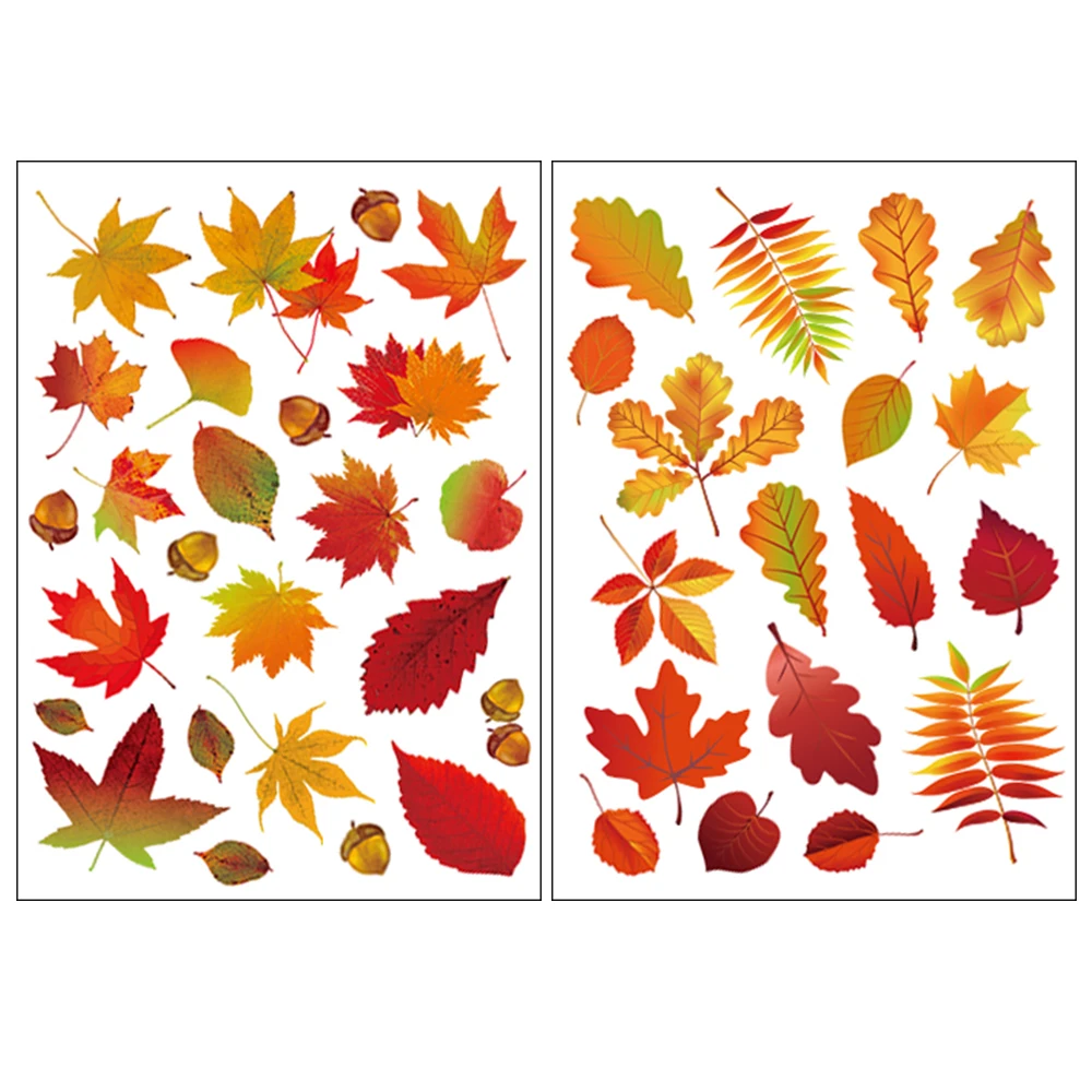 Thanksgiving Day Window Wall Sticker Home Warm Decoration Glueless Autumn Maple Leaf Art Pvc Decal